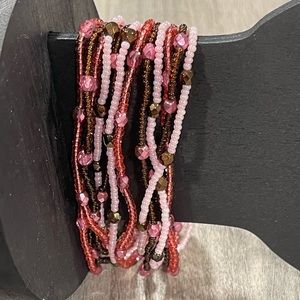 Pink Beaded Bracelet Pretty Pinks A34